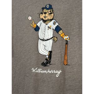 William Murray Golf Gopher Baseball Graphic Tee Heather Gray Pinstripe Mens L